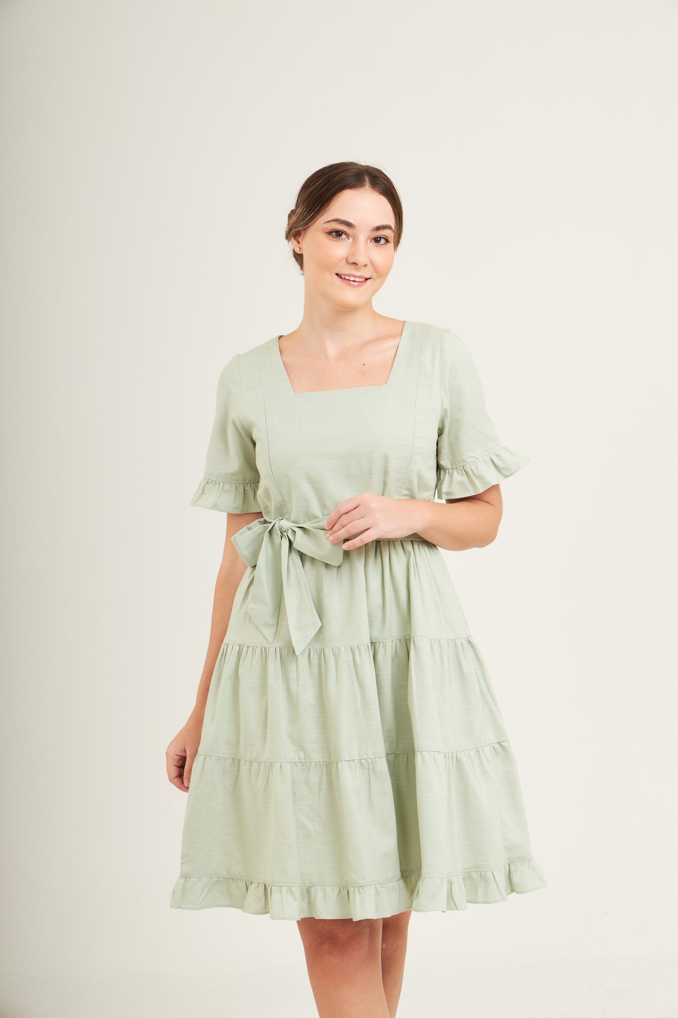 Everyday Dress with Nursing Zippers in Sage Green (Final Sale)