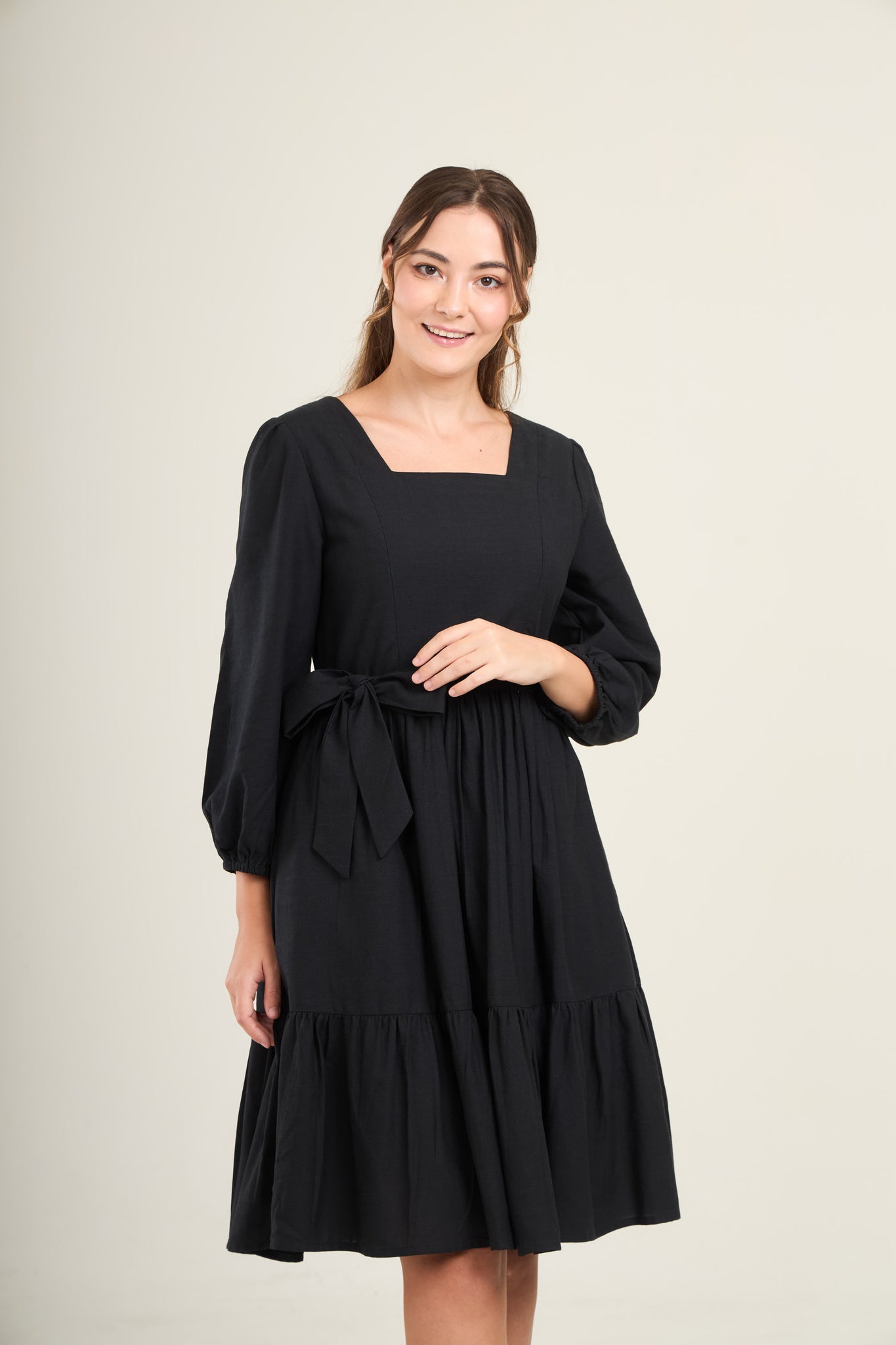 Embrace Long Sleeve Dress with Nursing Zippers in Black