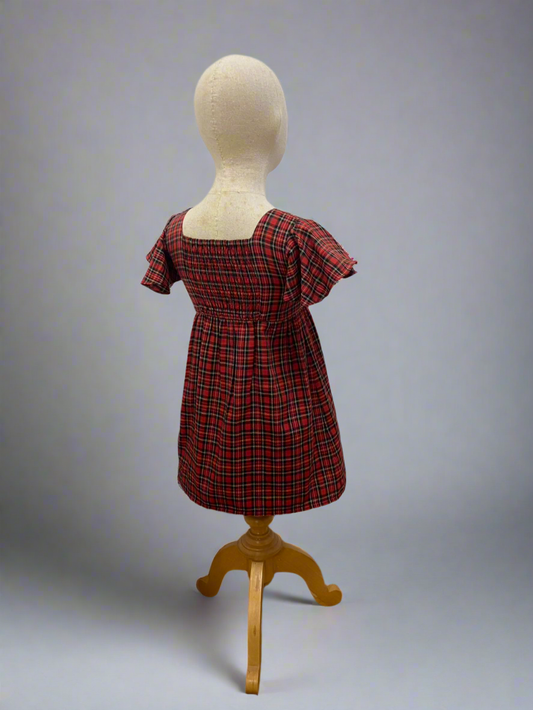 Little Princess Dress (Girsl) in Red Tartan Plaid