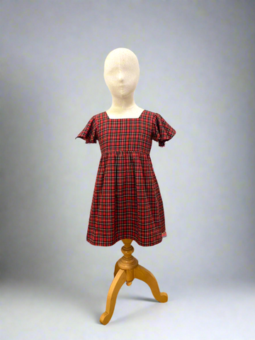 B13: Sample Little Princess Dress (Girsl) in Red Tartan Plaid