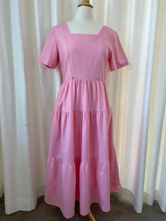 D14: Versa Short Sleeve Dress with Nursing Zippers in Pink, Size XS (Final Sale)